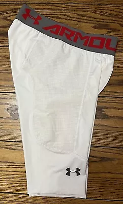 Under Armour Mens Compression Shorts White Size Medium Heat Gear - EUC • $19.99