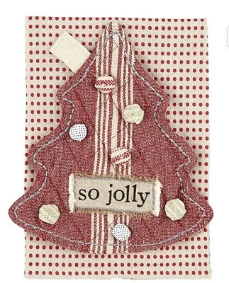 Mud Pie Christmas Pot Holder & Towel 2 Piece Gift Set Red SO JOLLY Tree • $22