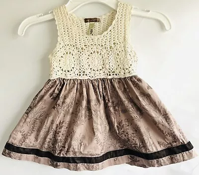 Baby Girl MATILDA JANE Dress Size 2 You And Me Ivory Top Mauve Floral • $10