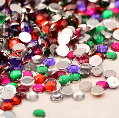 Crystal Flat Back Nail Art Face Festival Rhinestones Resin Gems Beads 2mm-6mm • £1.99