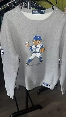 Polo Ralph Lauren LA Dodgers Baseball Teddy Polo Bear Crewneck Sweatshirt Sz M • $250