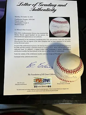 Mickey Mantle Signed Baseball Psa/dna Authenticated Overall 7.5 • $899