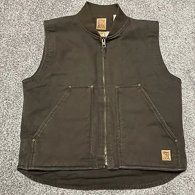 Iron Max Vest Mens Large Brown Sherpa Lined Duck Canvas Rugged Heavy Workwear • $34.99