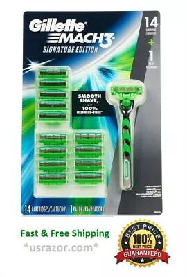 14 Gillette Mach3 Signature Edition Sensitive Razor Blades Refill Cartridges • $39.99