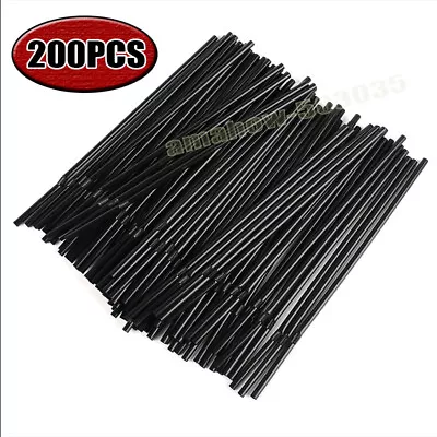 200PCS Plastic Flexible Straws Bendy Black Recyclable Drinking Cocktail Straws • £6.28