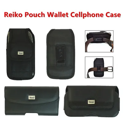 Reiko Leather Phone Pouch Black Belt Loop Clip Wallet Case For Thick Phone Cases • $9.99