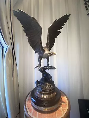 The Eagle By Jules Moigniez Bronze Statue With Marble Base_ 32  Tall By 20  • $850
