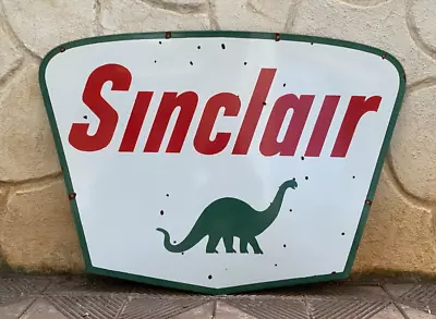 Vintage LARGE  DINO SINCLAIR  Porcelain Enamel Sign 42  X 30  • $90