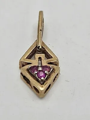 Vintage Art Nouveau Style 14k Gold Ruby Dainty Petite Pendant • $134