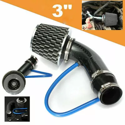 Aluminum Car Cold Air Intake Filter Induction Pipe Power Flow Hose System Set • $58.26