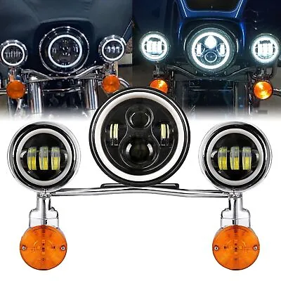 7  LED Headlight + 4.5  Fog Passing Lights Bar For Yamaha V-Star XVS 1100 950 • $199.99