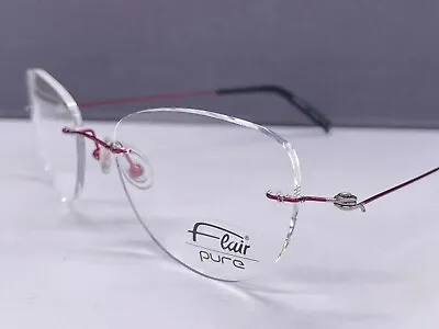 Flair Eyeglasses Frames Woman Purple Pink Rimless Oval Cat Eye Minimal Germany • $177.18
