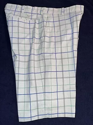 Men's NIKE GOLF Shorts Size 34 DRI FIT PLAID CHECK With SWOOSH • $14.99