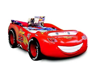 Children's Bed Lightning McQueen Disney Racing Car Red Bed Frame With Mattress • £2066.22