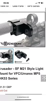 Airsoft MP-5 G3 Scope Sight Mount Base & Crusader SF M21 Style Light Mount • £20