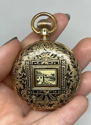 Vintage 14k Gold & Enamel Pocket Watch By Elgin National Watch Co • $4500