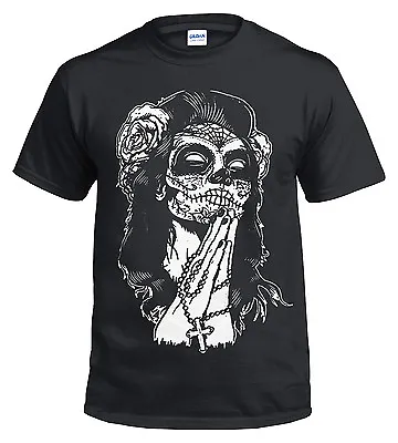 £10.99 • Buy Mexican Skull Cotton T-Shirt,Tattoo/Skull/Rock/Metal/Biker/Goth/Sugar/Candy/Top