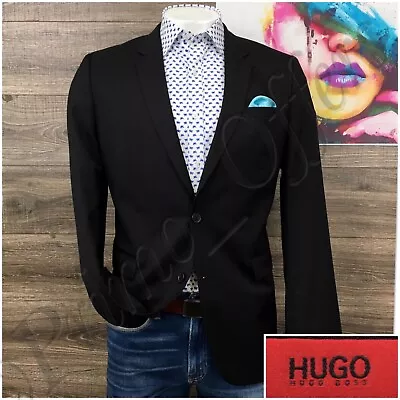 Hugo Boss Mens Blazer Sport Coat 2 Button Casual Jacket Size 42L Wool Suit Aeron • $79.95