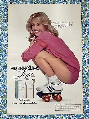 Vintage 1980 Virginia Slims Lights Print Ad - Ad Only  Woman Roller Skates • $3.88