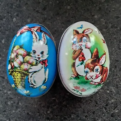 Vintage Murray Allen Tin Lithograph Easter Egg Hong Kong Bunnies Basket Metal • $14.95