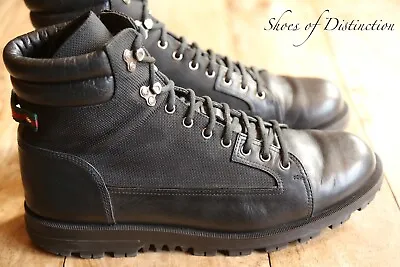 £245 • Buy Gucci GG Monogram Black Leather Canvas Boots Men's UK 11.5 G US 12.5 EU 45.5