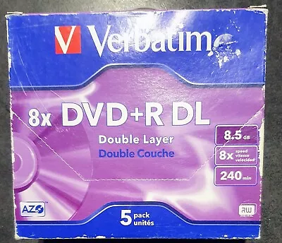 Verbatim DVD+R DL (Dual Layer) 8.5GB/8X -  5 Pack Jewel Cases • $19.95