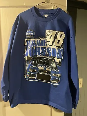 Jimmie Johnson # 48 Nascar Blue Lowes Long Sleeve T-shirt XL • $17.99