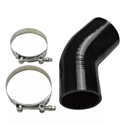 3  To 4  Universal 45d Elbow Coupler Reducer Silicone Hose 76-102mm Black+clamp • $11.12