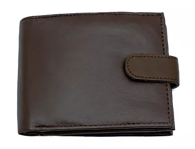 Mens RFID BLOCKING Real Leather Wallet Zip Coin Pocket Pouch ID Window 42 Brown • £7.95