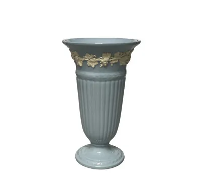 £25 • Buy Wedgwood Etruria Barlaston Embossed Queen's Ware Blue Vase  22 Cm