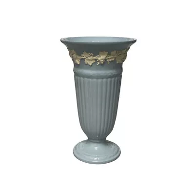 £25 • Buy Wedgwood Etruria Barlaston Embossed Queen's Ware Blue Vase  22 Cm