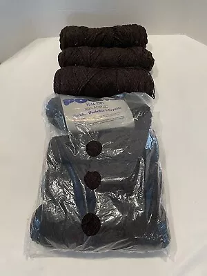 1 One Pound Mill Ends Lot 7 Skeins 100% Acrylic Dark Brown Yarn USA • $12.38