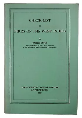 JAMES BOND Scarce 1945 Check-List Of Birds Of The West Indies - 007 Ian Fleming • $75