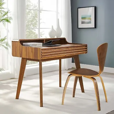 Modway Render Mid-Century Modern Writing Desk In Walnut • $222.61