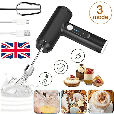 Electric Handheld Whisk Cordless Egg Beater Hand Mixer USB Coffee Food Frother • £11.91