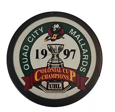 Quad City Mallards Vintage 1997 Colonial Cup Champions Hockey Puck UHL Minors • $19