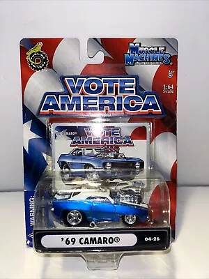 *New Muscle Machines Die-Cast 1:64 Vote America Blue Chevrolet '69 Camaro #04-26 • $12.78