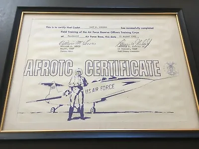VINTAGE!! U.S. Air Force AFROTC Field Training Certificate Fairchild 1965 Signed • $10