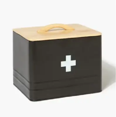 First Aid Box Medical Tin With Wooden Lid • £21.50