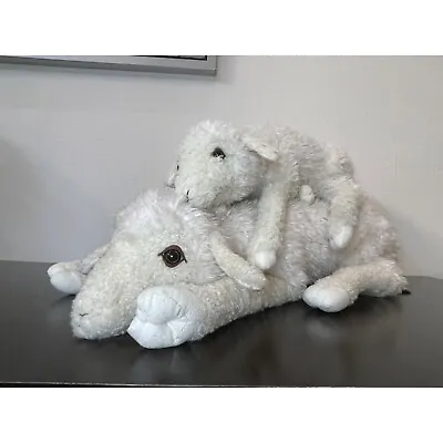 Ditz Designs Lamb Mom And Baby Sheep Plush Stuffed Toy Laying Down • $80