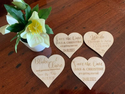 $2 • Buy Save The Date Magnet Plywood Wedding Wood Heart Custom Made