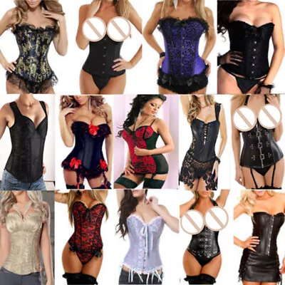 Women Basic Lace Up Boned Plus Size Corset Bustier Waist Training Sexy Lingerie • $19.79