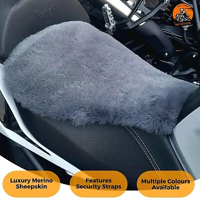 Motorbike Motorcycle Sheepskin Seat Cushion Pad Cover Security Straps Touring • $49.72