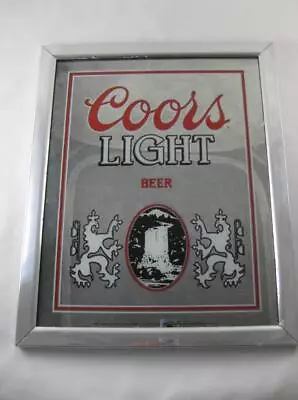 Vintage Coors Light Bar Pub Mirror Sign Framed Beer Sign 14.5  X 18  Man Cave • $48.99