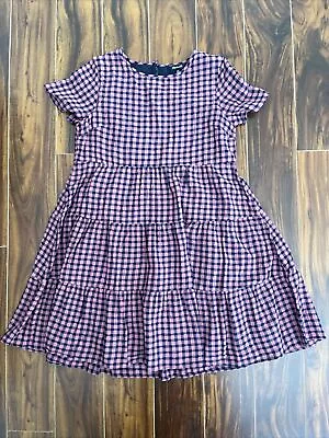 Short-Sleeve Tiered Mini Dress In Gingham Check Xs • $20