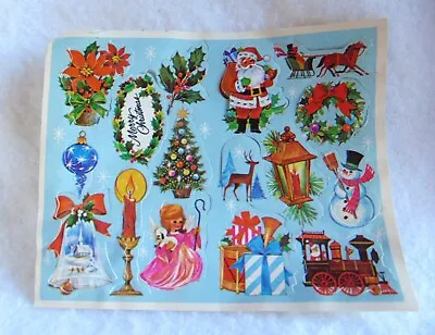 Vintage Mid Century Christmas Stickers Gum Seals Set Of 16 On One Sheet Angel • $6.95