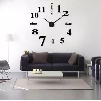 DIY 3D Extra Large Roman Numerals Luxury Mirror Wall Sticker Clock Home Decor UK • £8.51