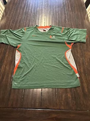 Miami Hurricanes Nike Dri Fit T-Shirt Size Large Nike Fit Green Orange • $20