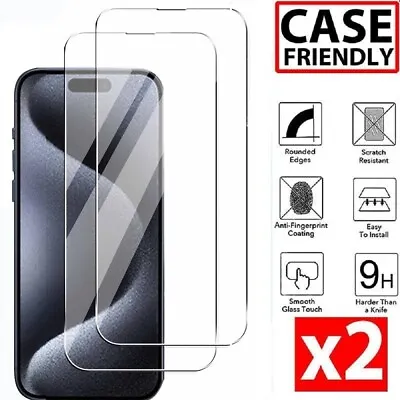 2x Tempered Glass Screen Protector For IPhone 15 14 13 12 11 Pro XS Max XR Plus • $7.99