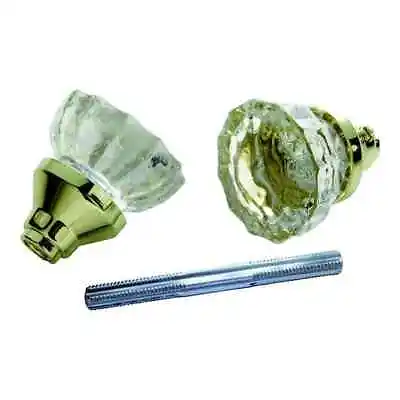 Polished Brass Glass Knob Set With Spindle | Door Knobs First Watch Vintage Of • $8.80